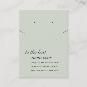 RUSTIC GRAY GREEN MAMA GIFT NECKLACE EARRING CARD PLATZKARTE