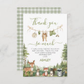 Rustic Green Adventure Awaits Baby Shower  Dankeskarte (Vorne/Hinten)