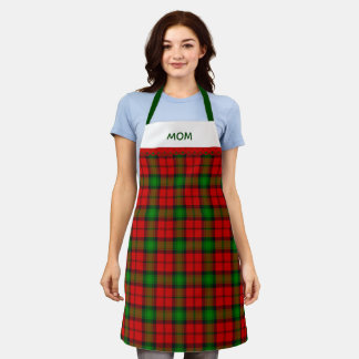 Rustic Green and Red Tartan Plaid With Name Schürze