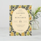 Rustic Green Avocado Border Einladung (Stehend Vorderseite)