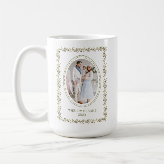 Rustic Green Botanical Christmas Mug Kaffeetasse (Links)