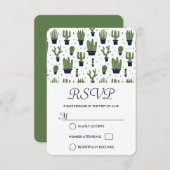 Rustic Green Cactus Muster Wedding RSVP (Vorne/Hinten)