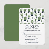 Rustic Green Cactus Muster Wedding RSVP Karte (Vorne/Hinten)