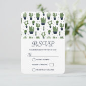 Rustic Green Cactus Muster Wedding RSVP Karte (Stehend Vorderseite)