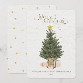 Rustic Green Christmas Tree Holiday Card Feiertagskarte