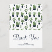 Rustic Green Desert Cactus Pattern Vielen Dank Postkarte (Vorderseite)