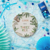 Rustic Green Dinosaurier Three Rex 3. Geburtstag Pappteller (Party)