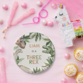 Rustic Green Dinosaurier Three Rex 3. Geburtstag Pappteller (Party)