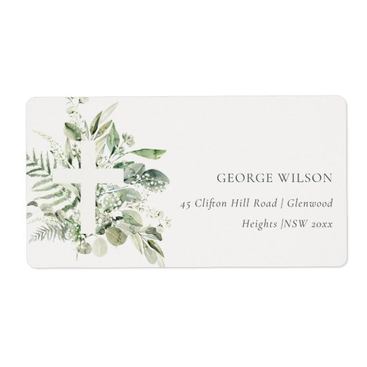 Rustic Green Eucalyptus Fern Foliage Cross Address (Vorne)