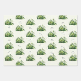 Rustic Green Evergreen Forest Nature Geschenkpapier Set