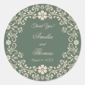 Rustic Green Floral Wedding Vielen Dank Runder Aufkleber (Vorderseite)