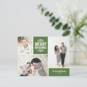 Rustic Green frohe Weihnachten 3 Foto Collage (Stehend Vorderseite)
