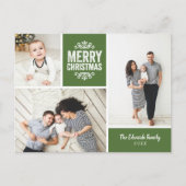 Rustic Green frohe Weihnachten 3 Foto Collage (Vorderseite)