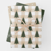 Rustic Green frohe Weihnachtsbaumferien Geschenkpapier Set (Beispiel)