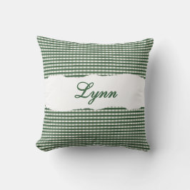 Rustic Green Gingham Personalized Name Kissen