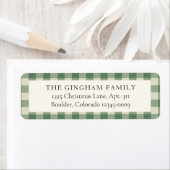 Rustic Green Gingham Weihnachts-Rücksendeadresse (Insitu)