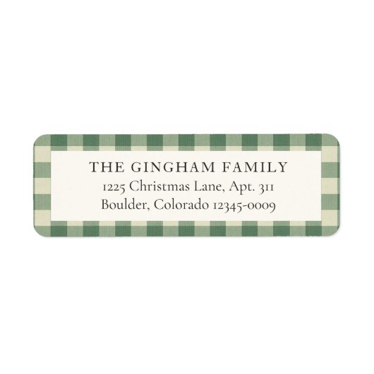 Rustic Green Gingham Weihnachts-Rücksendeadresse (Vorne)