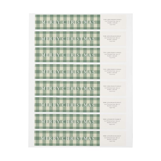 Rustic Green Gingham Weihnachts-Rücksendeadresse (Bogen)