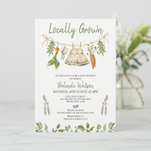 Rustic Green Girls lokal gewachsene Babyparty Einladung
