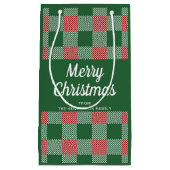 Rustic Green Kariert Frohe Weihnachten Kleine Geschenktüte (Vorderseite)