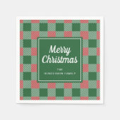 Rustic Green Kariert Frohe Weihnachten Serviette (Vorderseite)