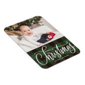 Rustic Green Kariert Frohe Weihnachts-Foto Magnet (Rechte Seite)