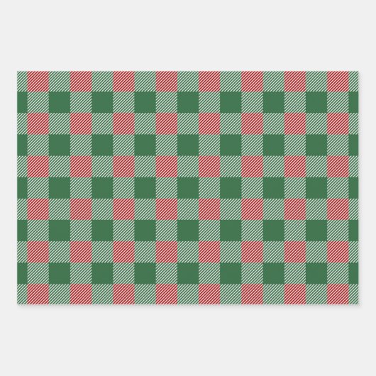 Rustic Green Kariert Patterns Weihnachten Geschenkpapier Set (Vorderseite 2)
