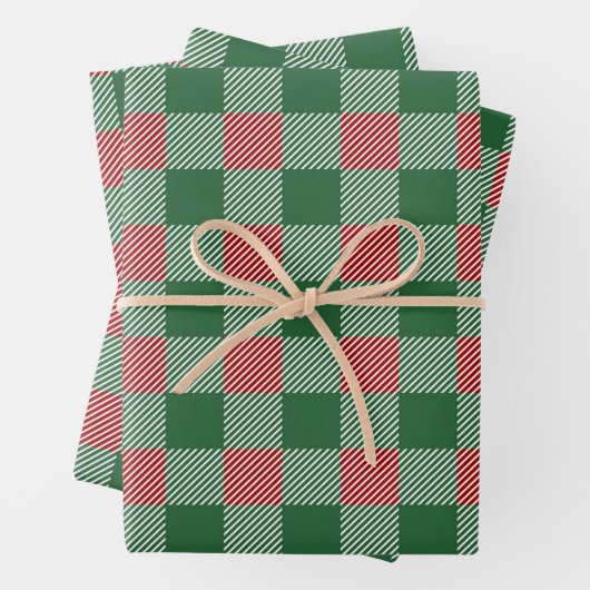 Rustic Green Kariert Patterns Weihnachten Geschenkpapier Set (Beispiel)
