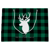 Rustic Green Kariert Patterns Weihnachten Große Geschenktüte (Vorderseite)