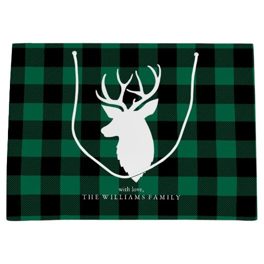 Rustic Green Kariert Patterns Weihnachten Große Geschenktüte (Vorderseite)