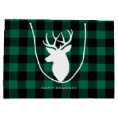 Rustic Green Kariert Patterns Weihnachten Große Geschenktüte (Rückseite)