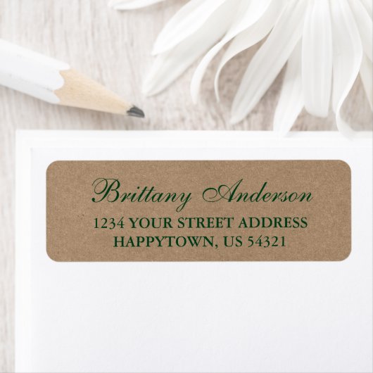 Rustic Green Kraft Wedding Return Address Label (Insitu)