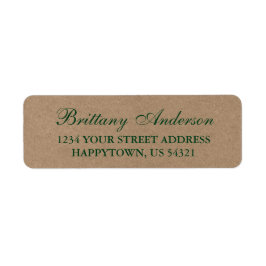 Rustic Green Kraft Wedding Return Address Label