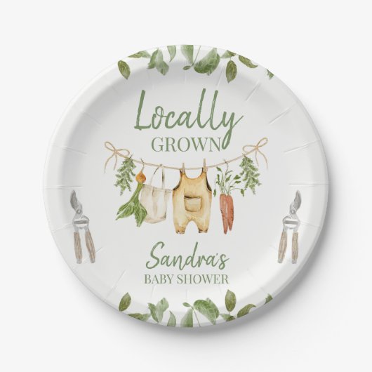Rustic Green Locally Grown Baby Shower Pappteller (Vorderseite)