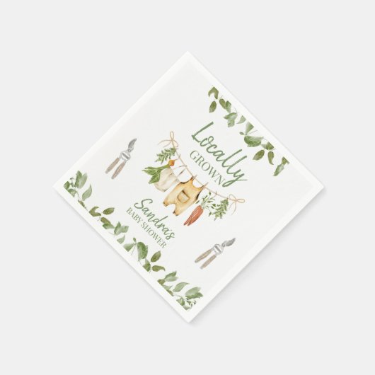Rustic Green Locally Grown Baby Shower Serviette (Ecke)