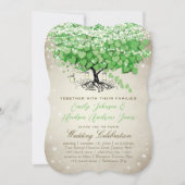 Rustic Green Mason Jar Heart Leaf Tree Wedding Einladung (Vorderseite)