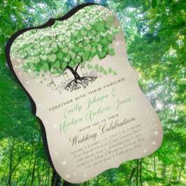 Rustic Green Mason Jar Heart Leaf Tree Wedding Einladung
