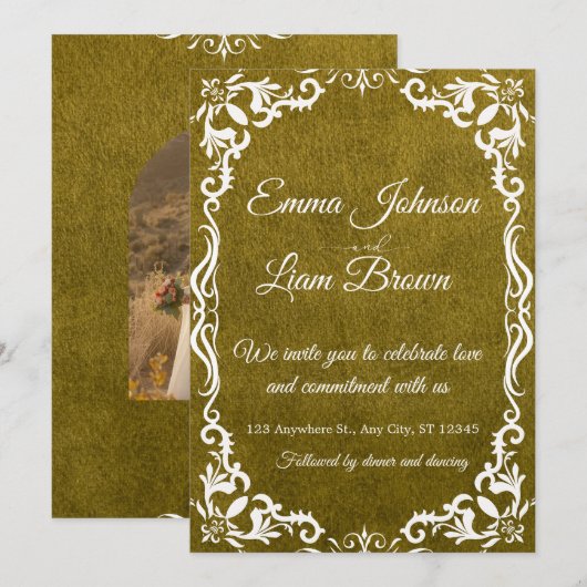 Rustic Green Mexican Wedding Invitation Einladung (Vorne/Hinten)