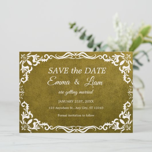 Rustic Green Mexican Wedding – Save the Date (Stehend Vorderseite)