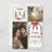 Rustic Green Monogram Bow Frohe Weihnachten 2 Foto (Vorderseite)