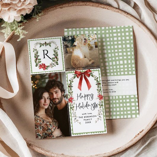 Rustic Green Monogram Frohe Weihnachten 2 Foto