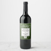 Rustic Green Monogram FROSTY ❄️ Snowy Vibe Weinetikett (Vorderseite)