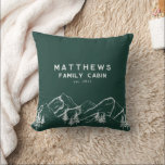 Rustic Green Monogram Mountains Winter Family Kissen<br><div class="desc">Rustic Green Monogram Mountains Winter Family Throw Pillow</div>