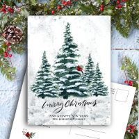 Rustic Green Pine Elegantes Skript MERRY CHRISTMAS