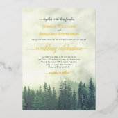 Rustic Green Pine Trees Elegant Wedding Folieneinladung (Vorderseite)