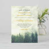 Rustic Green Pine Trees Elegant Wedding Folieneinladung (Stehend vorne)