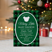 Rustic Green Plaid Christmas Baby Shower  Einladung