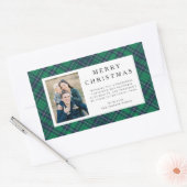 Rustic Green Plaid Photo Christmas Rechteckiger Aufkleber (Umschlag)