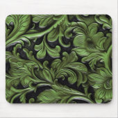Rustic green tooled leather mousepad (Vorne)