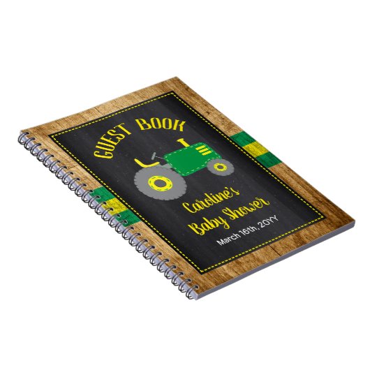 Rustic Green Tractor Babyshower Guest Book Notizblock (Rechte Seite)